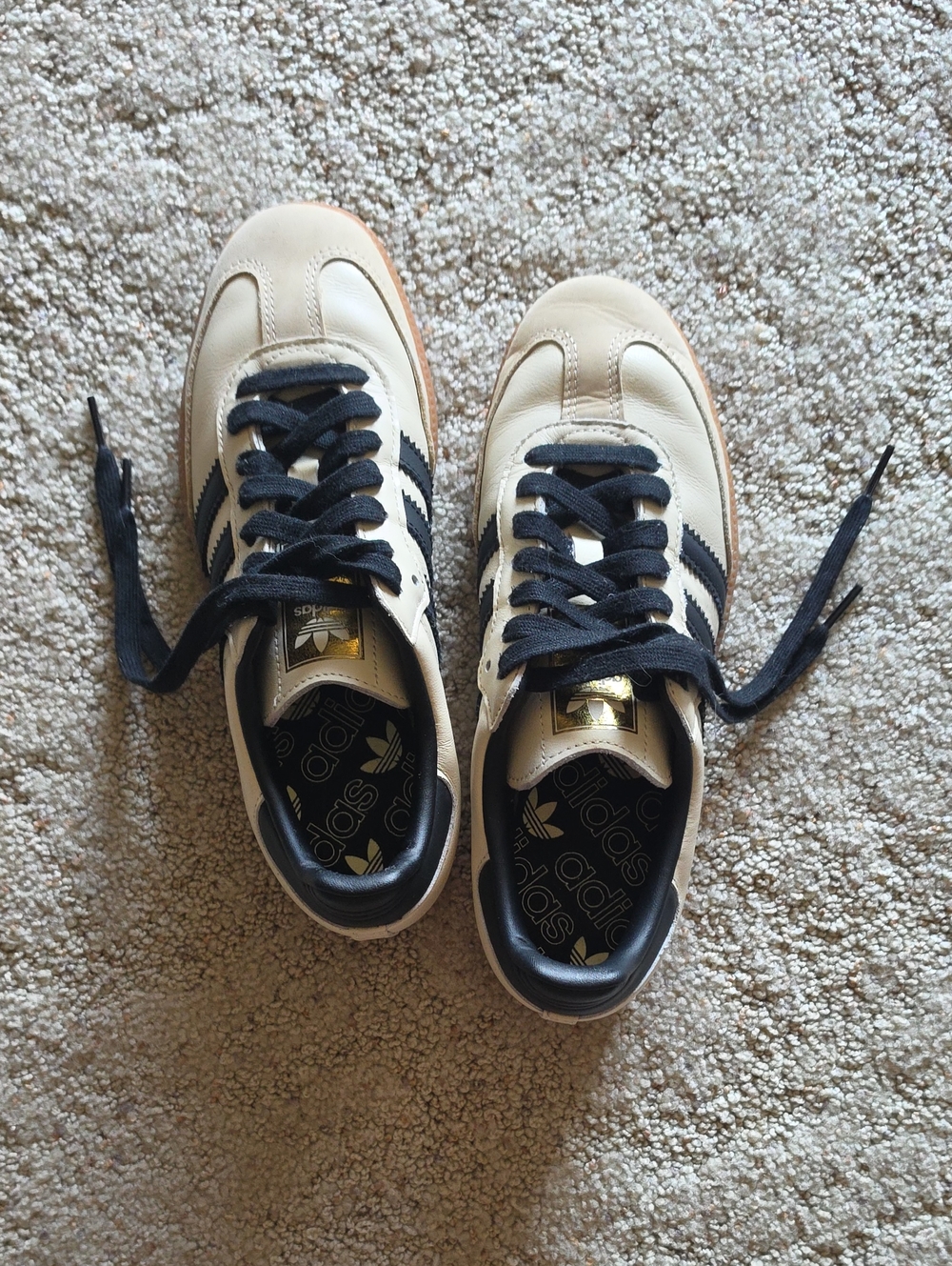 adidas Cream and Black Samba Sneakers